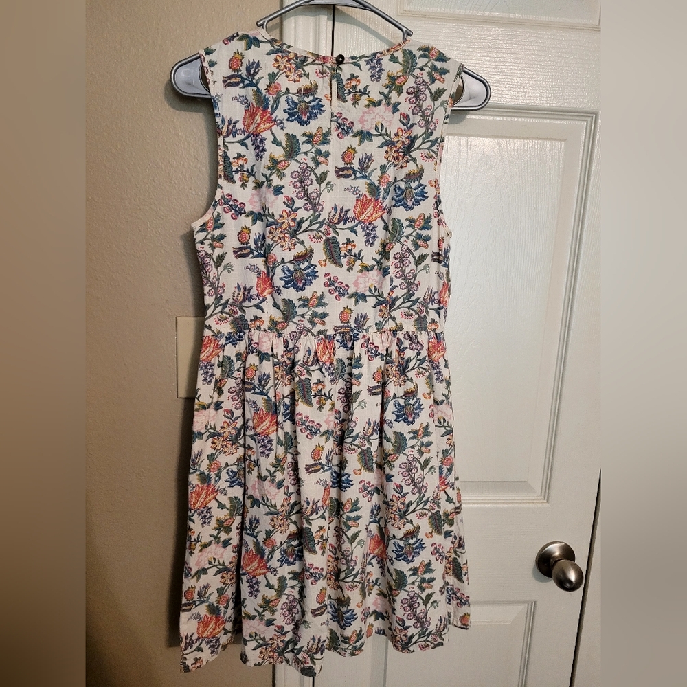 Blue and Pink Pleated A-Line Midi Dress for Casual Wear - Picture 3 of 4